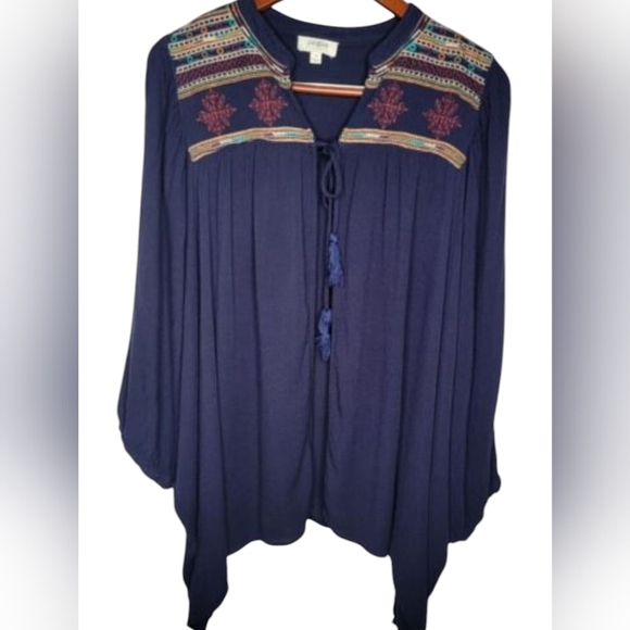 Umgee Tunic Top Kimono Embellished Embroidered Pleated Lightweight Open Front - Picture 3 of 13